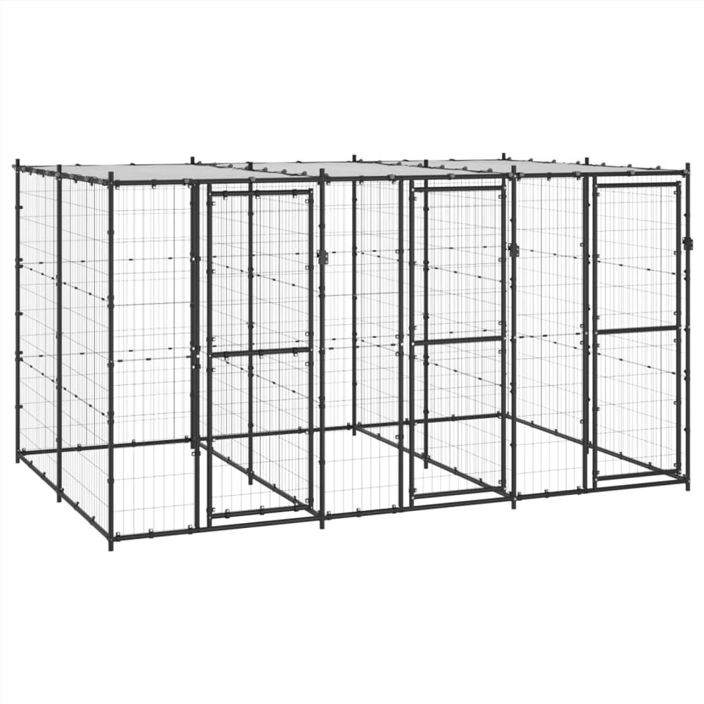 Outdoor steel dog kennel with roof 7.26 m²