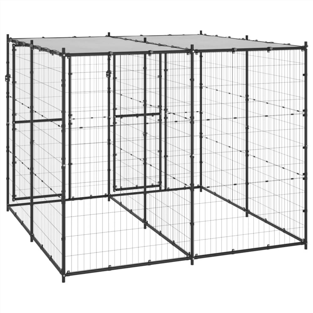 Outdoor steel dog kennel with roof 4.84 m²