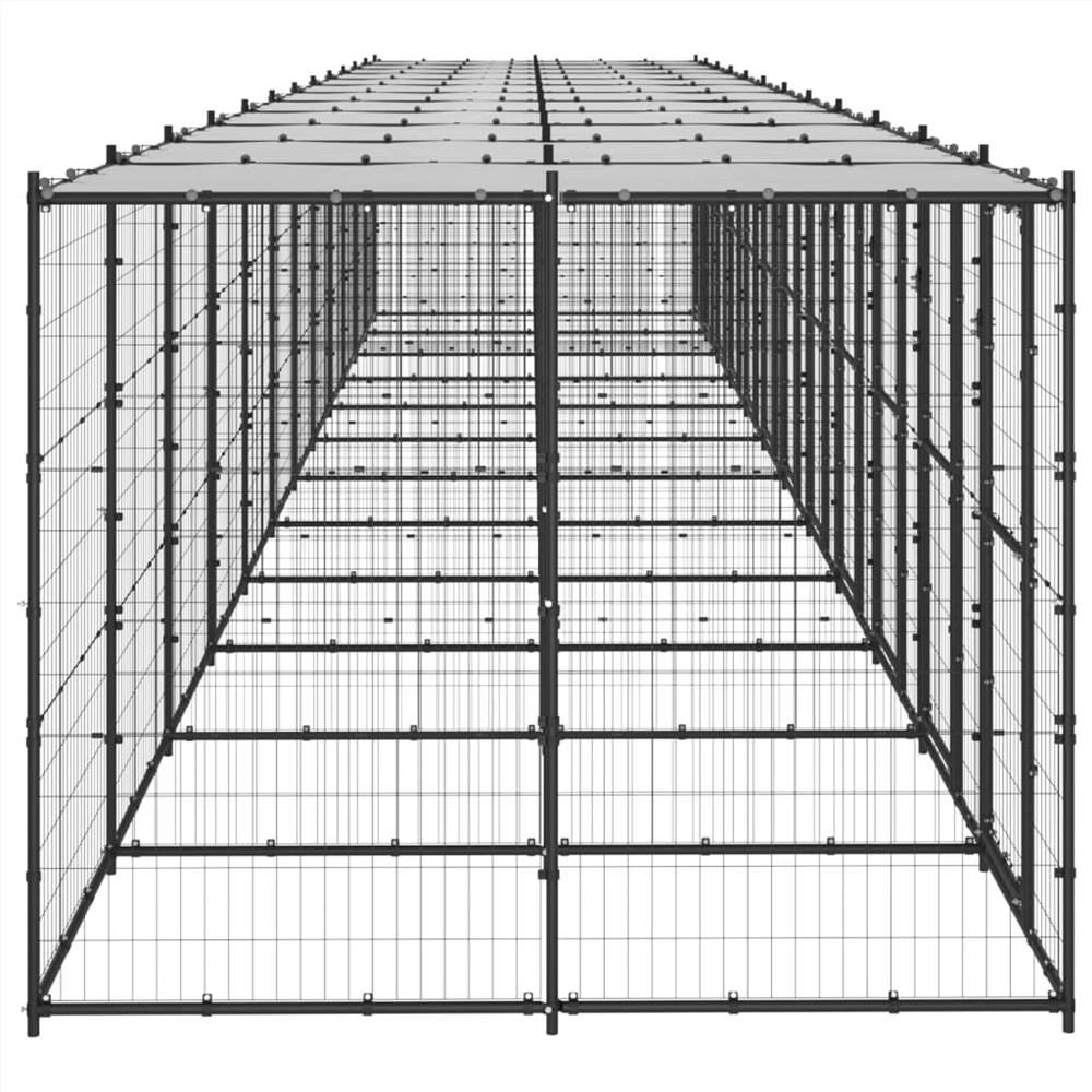 Canisa de exterior din oțel pentru câini cu acoperiș 29,04 m²