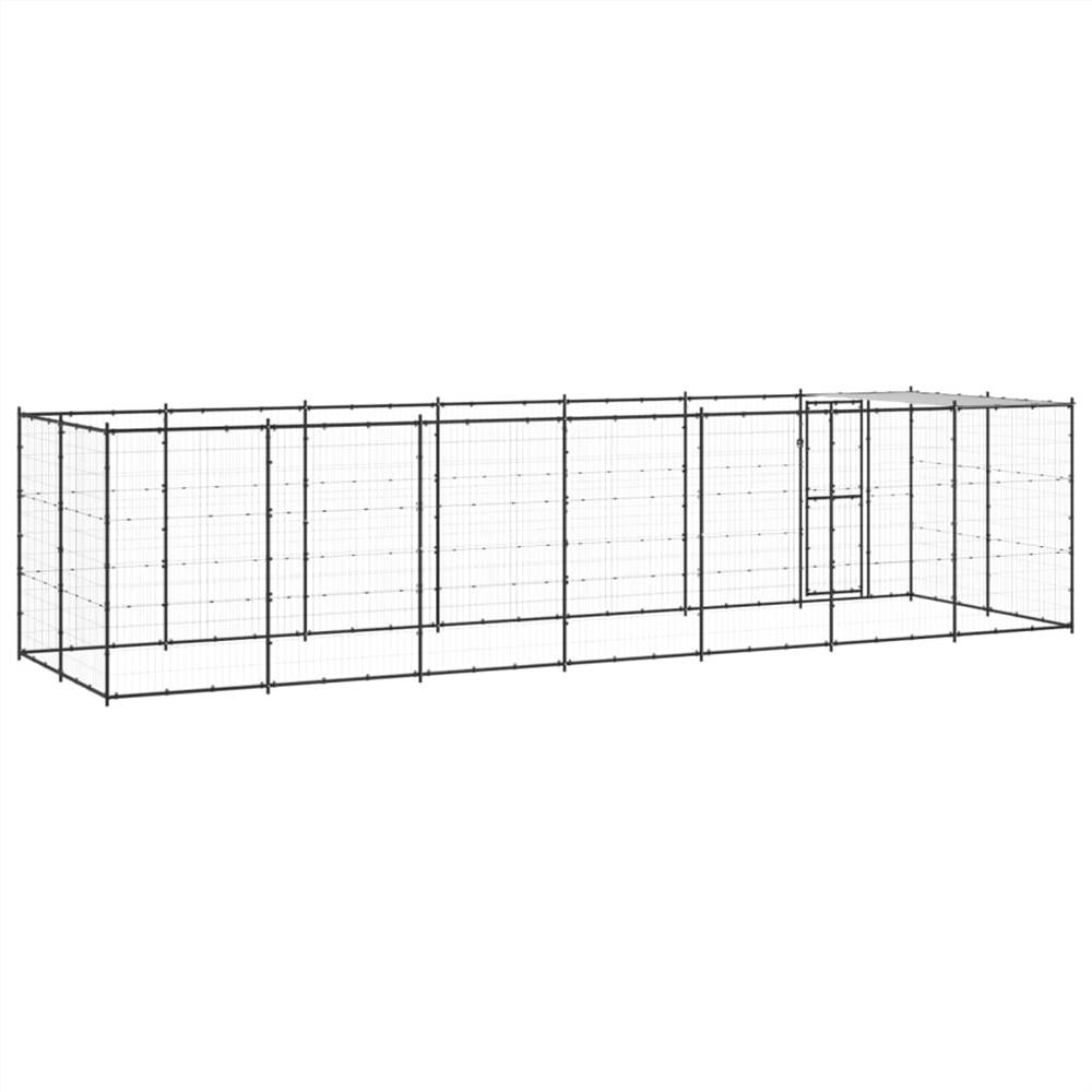 Canisa de exterior din oțel pentru câini cu acoperiș 16,94 m²