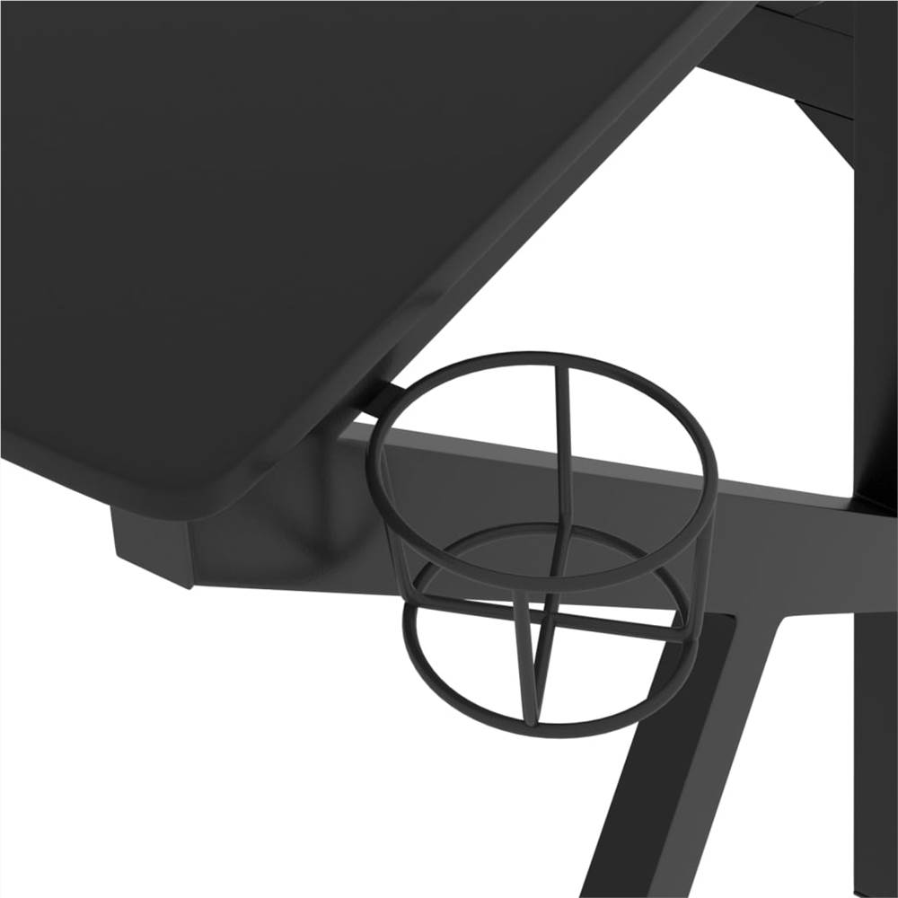 Gaming-Schreibtisch mit K-förmigen Beinen, Schwarz, 90 x 60 x 75 cm