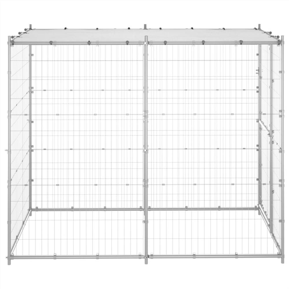 Outdoor dog kennel in galvanized steel with roof 110x220x180 cm