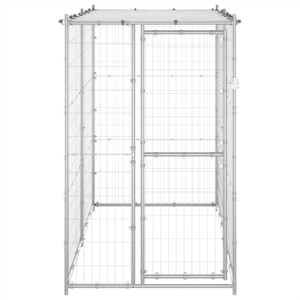 Outdoor dog kennel in galvanized steel with roof 110x220x180 cm