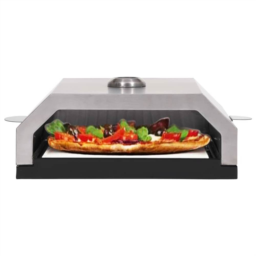 Pizza oven with ceramic stone for gas charcoal barbecue