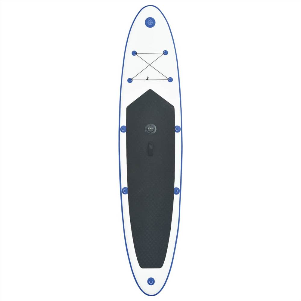 Opblaasbaar stand-up paddleboard met blauw-witte zeilset