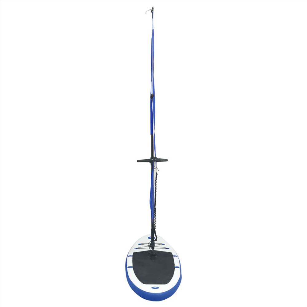 Opblaasbaar stand-up paddleboard met blauw-witte zeilset