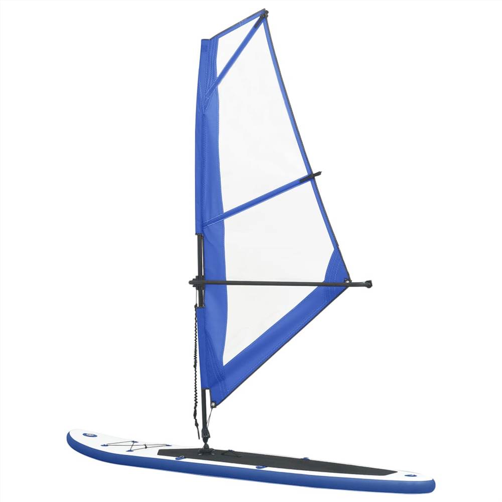 Opblaasbaar stand-up paddleboard met blauw-witte zeilset