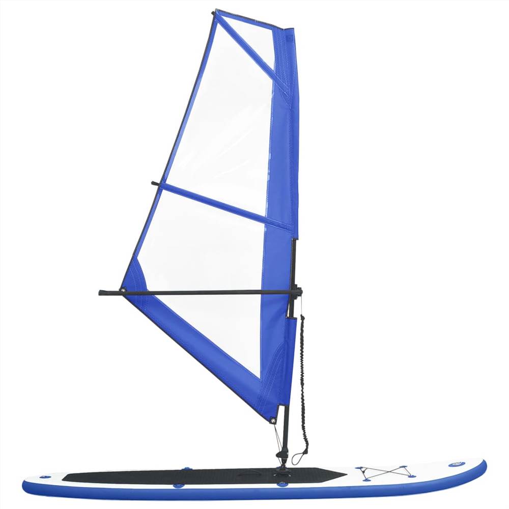 Opblaasbaar stand-up paddleboard met blauw-witte zeilset