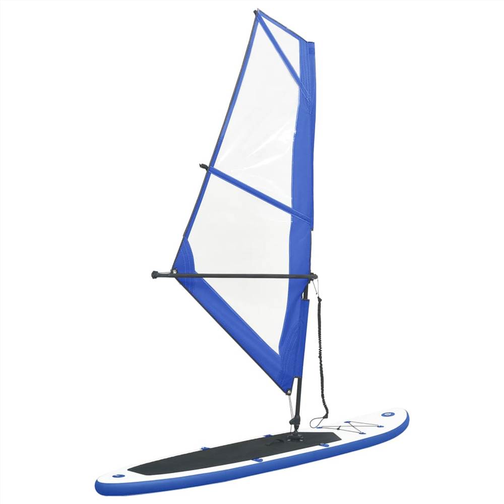 Opblaasbaar stand-up paddleboard met blauw-witte zeilset