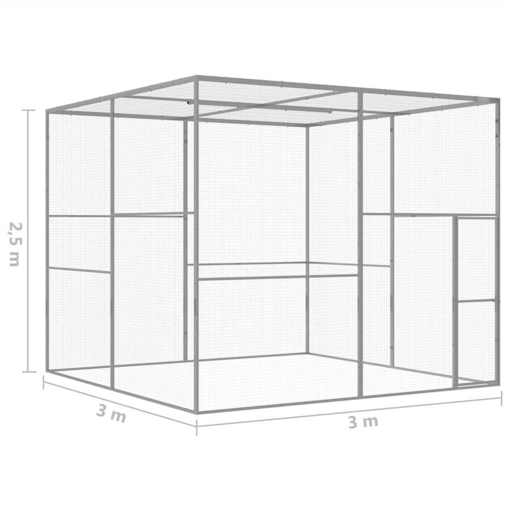 Cușcă pentru pisici 3x3x2,5 m Oțel Galvanizat