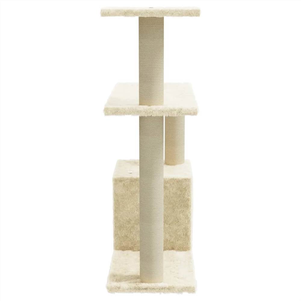 Cat tree with scratching posts in cream sisal 70 cm