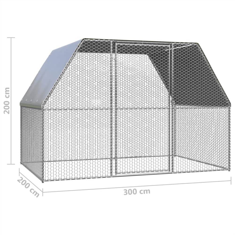 Hühnerkäfig für den Außenbereich, 3 x 2 x 2 m, verzinkter Stahl