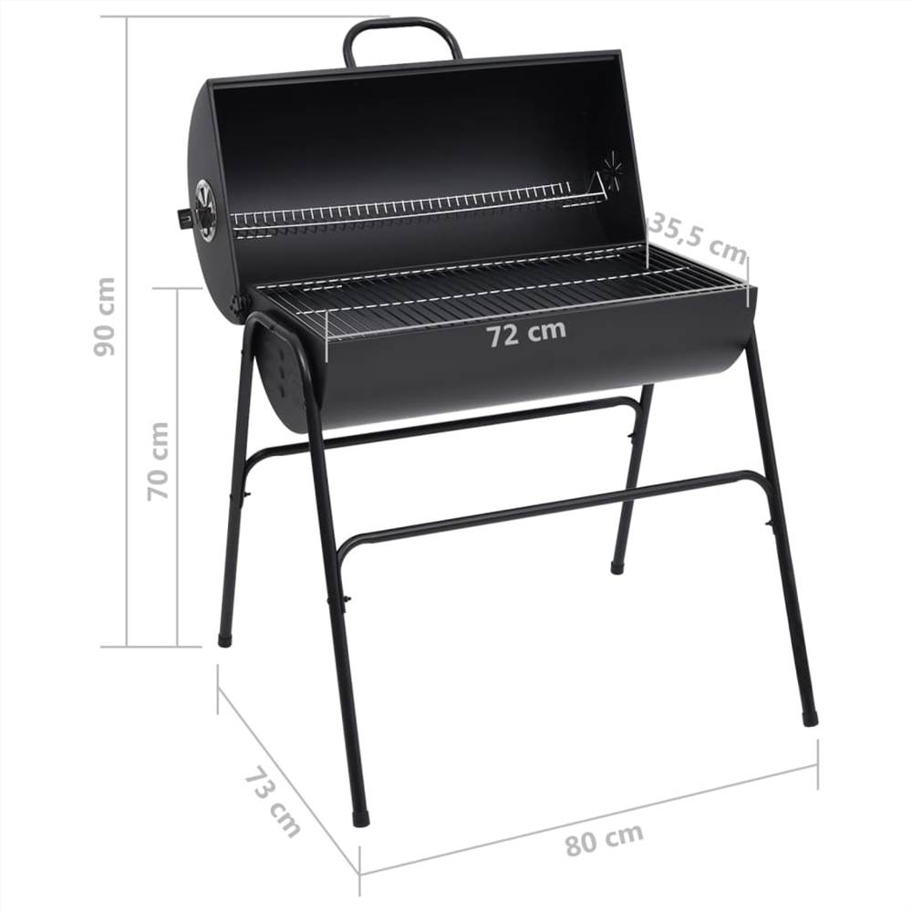 Hordós grill 2 rácsos fekete 80x95x90 cm acél