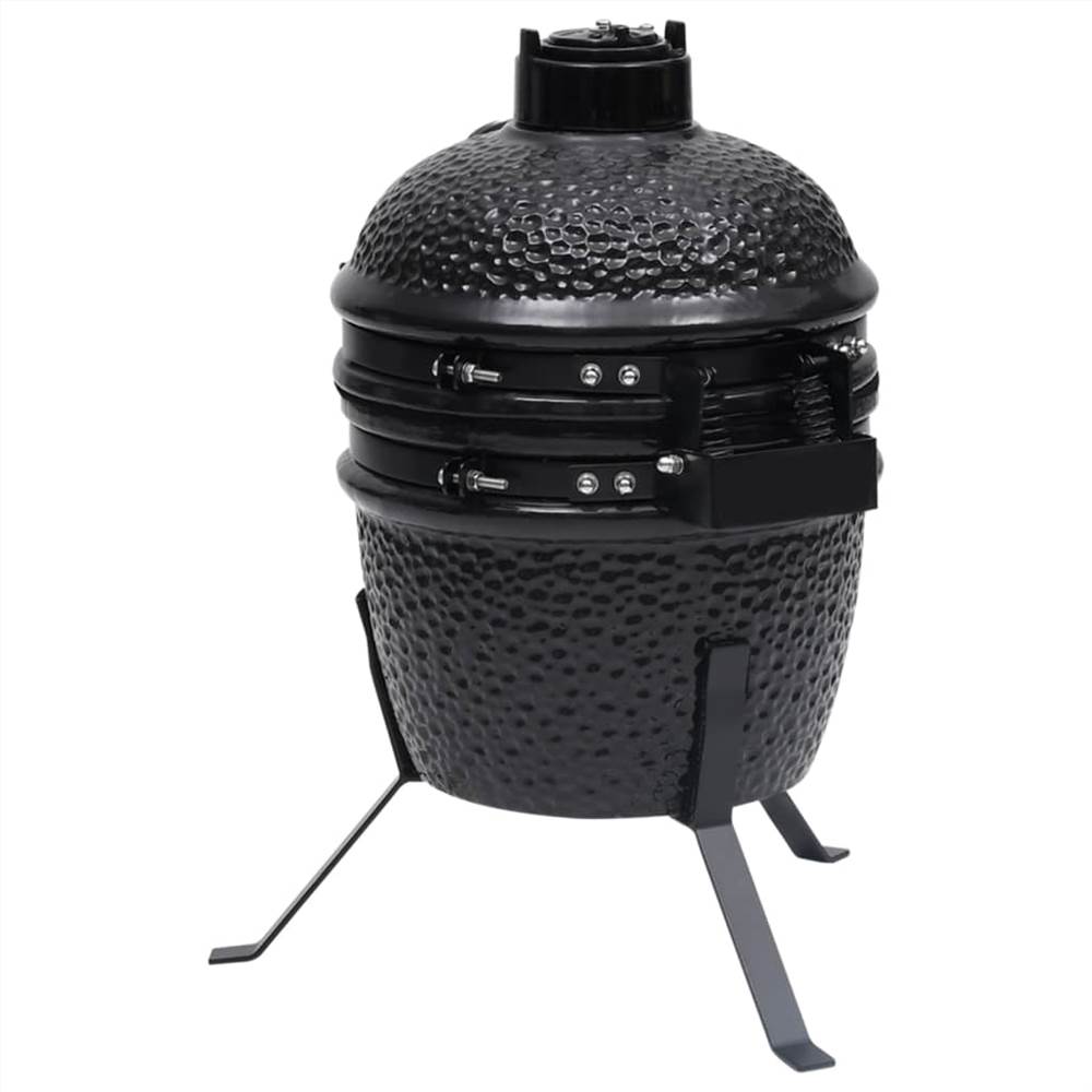 Churrasqueira Kamado 2 em 1 Fumante Cerâmico 56 cm Preto