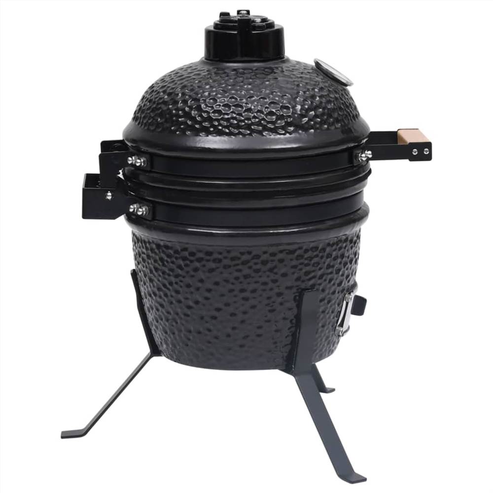 Churrasqueira Kamado 2 em 1 Fumante Cerâmico 56 cm Preto