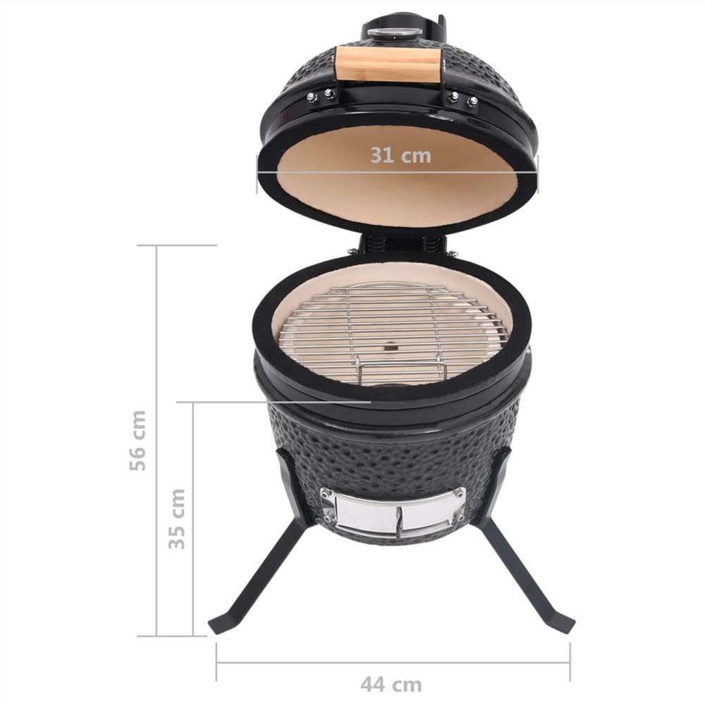 Churrasqueira Kamado 2 em 1 Fumante Cerâmico 56 cm Preto