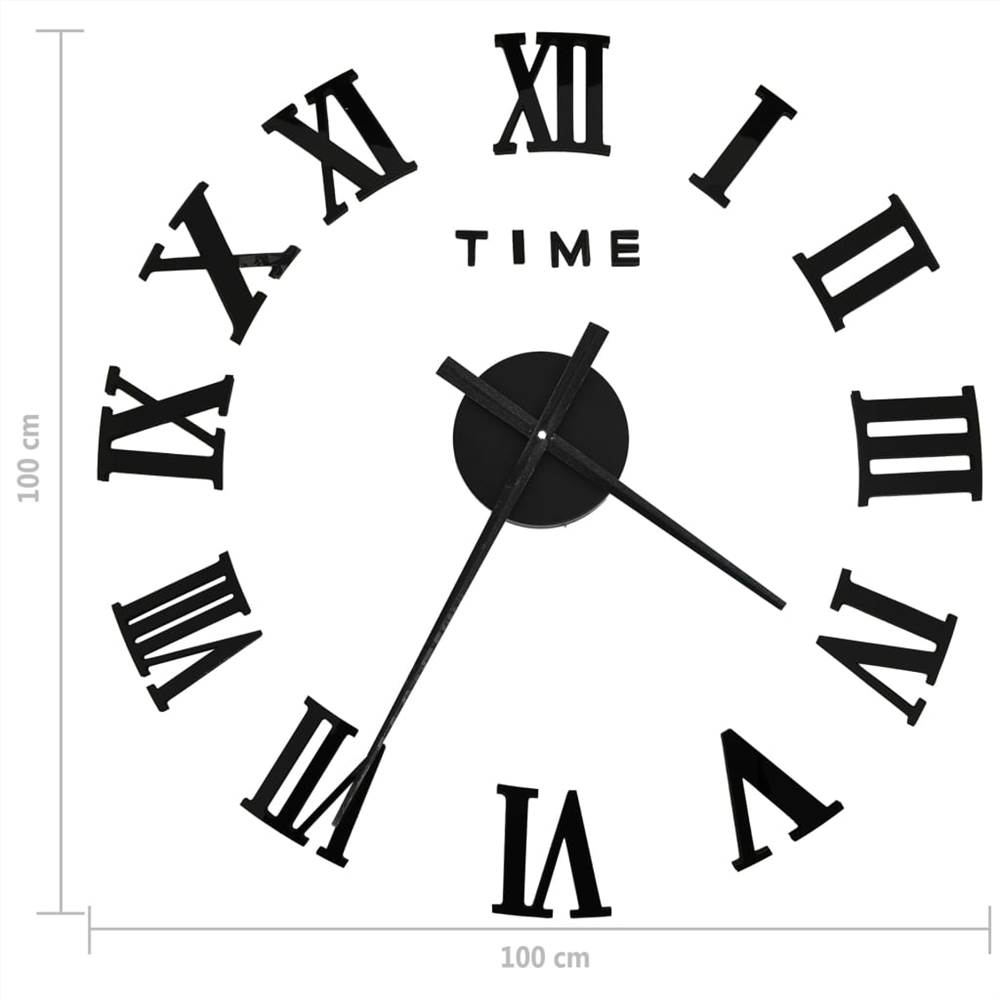 3D nástěnné hodiny moderní design černá 100 cm XXL