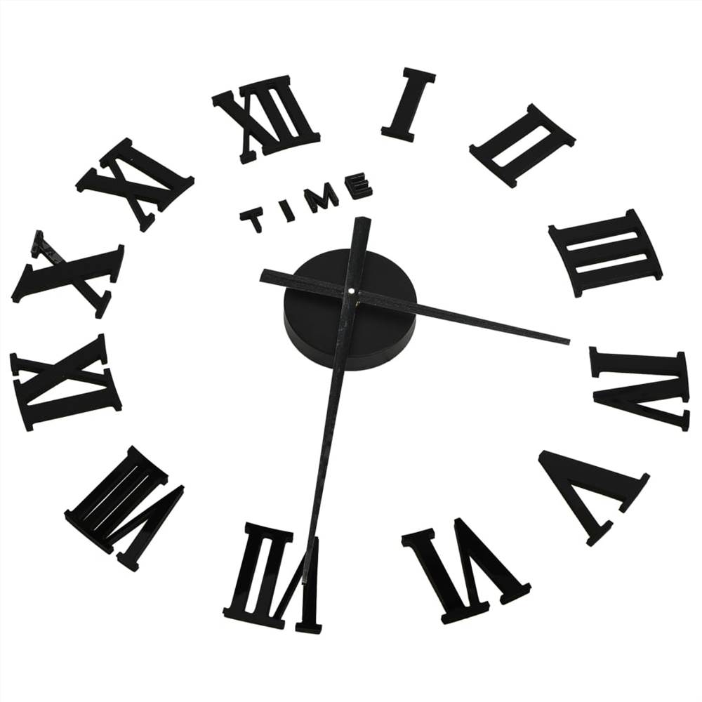 3D nástěnné hodiny moderní design černá 100 cm XXL