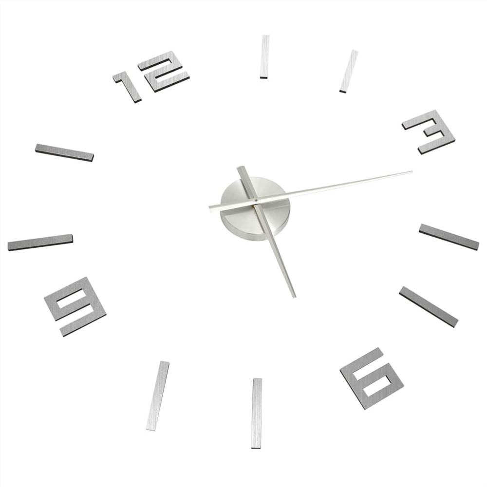 3D nástěnné hodiny moderní design stříbrné 100 cm XXL