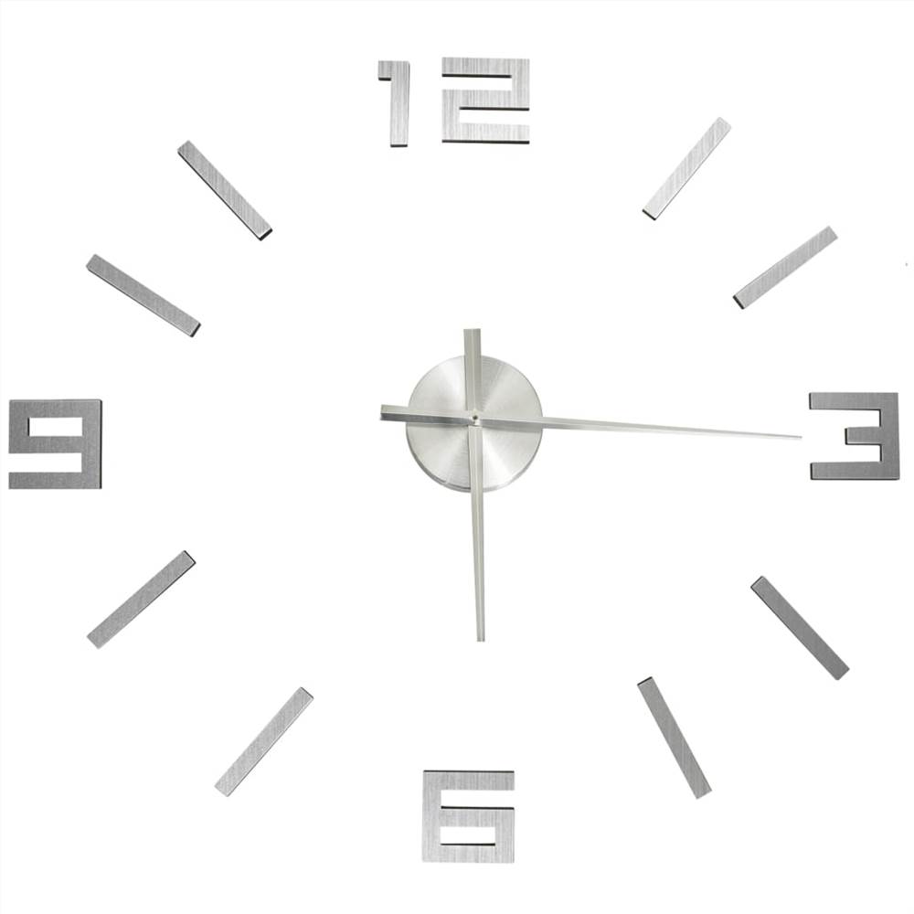 Zegar ścienny 3D Nowoczesny design Srebrny 100 cm XXL