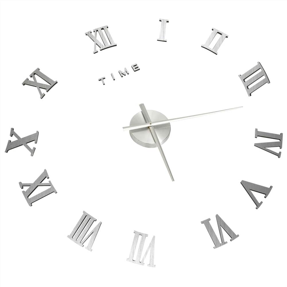 Τρισδιάστατο Ρολόι Τοίχου Μοντέρνο Σχέδιο Ασημί 100 cm XXL