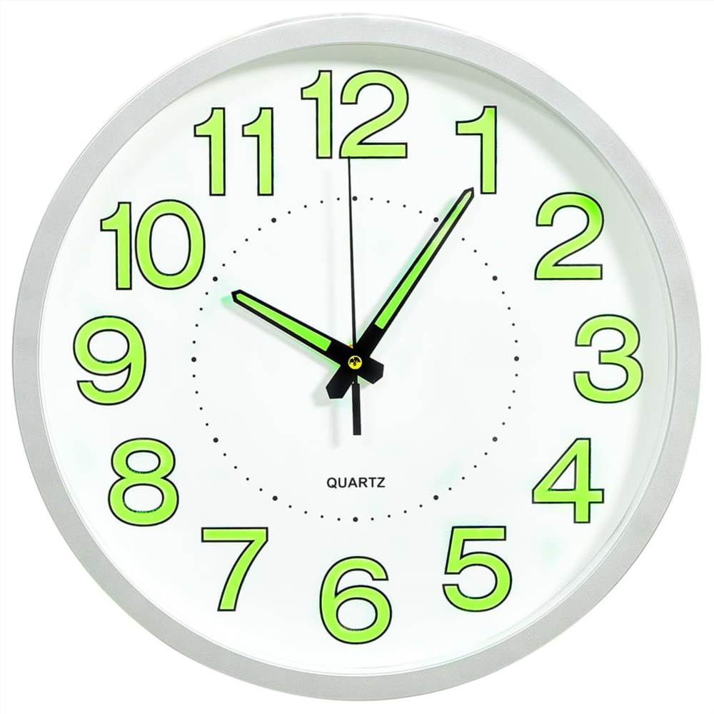 Bílé nástěnné hodiny svítící 30 cm