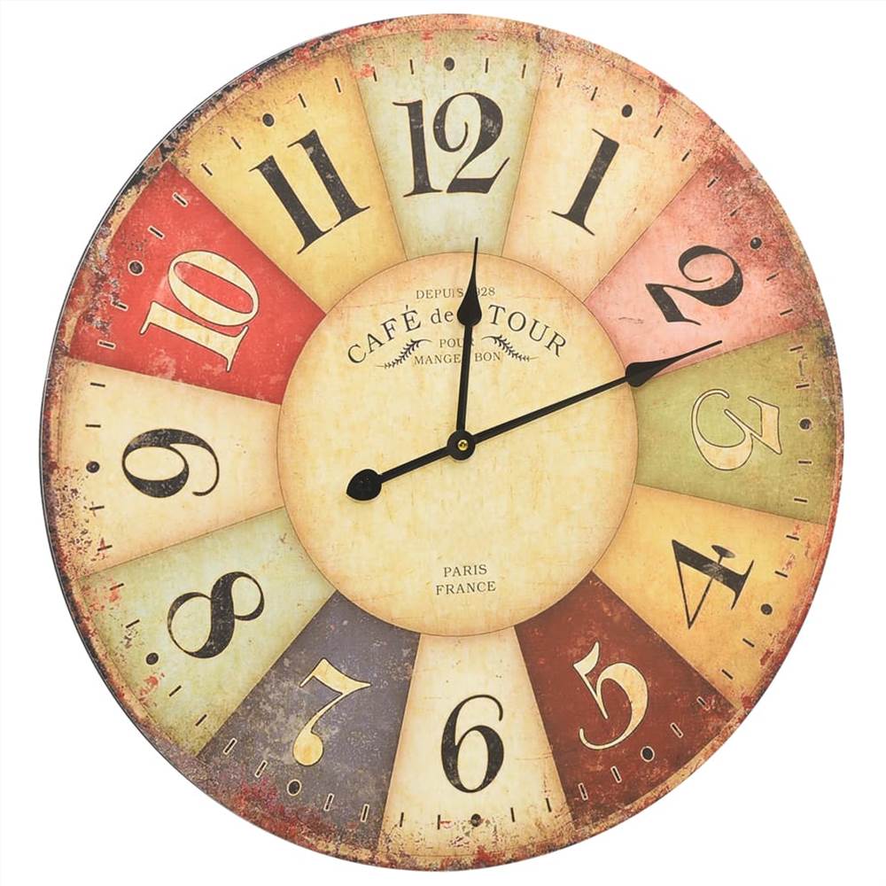 Vintage kolorowy zegar ścienny 60 cm