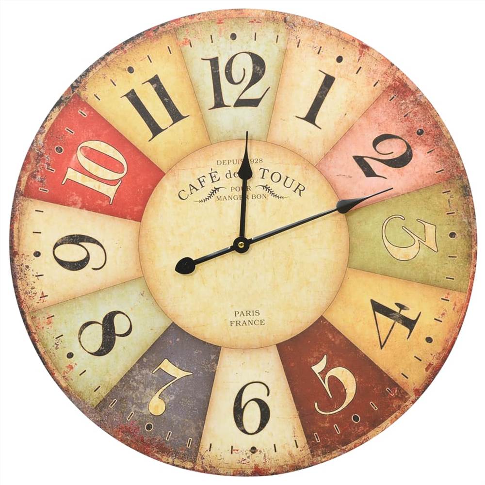 Vintage kolorowy zegar ścienny 60 cm