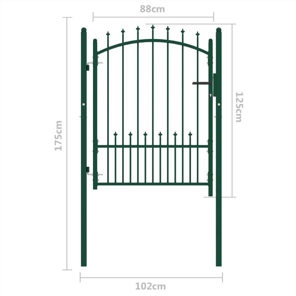 Puerta de valla con púas de acero 100x125 cm Verde