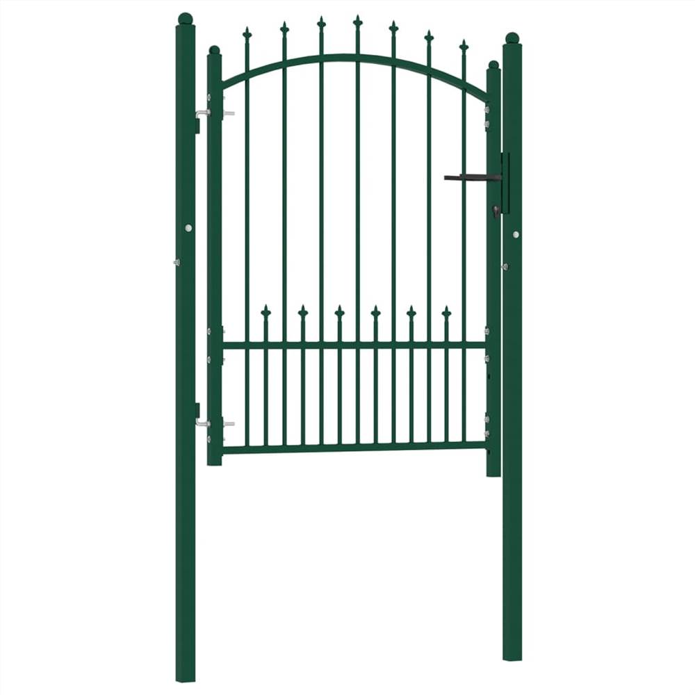 Puerta de valla con púas de acero 100x125 cm Verde