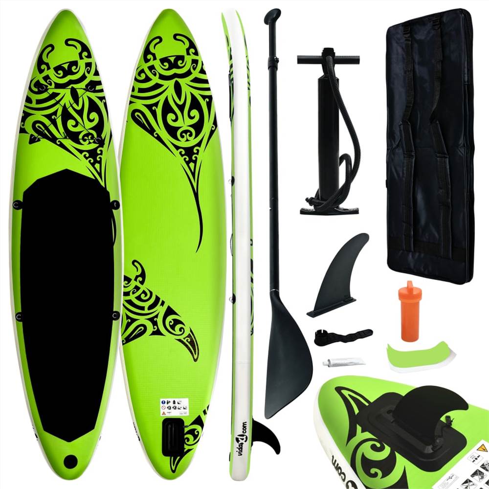 Inflatable Stand Up Paddleboard Set 320x76x15 cm Green