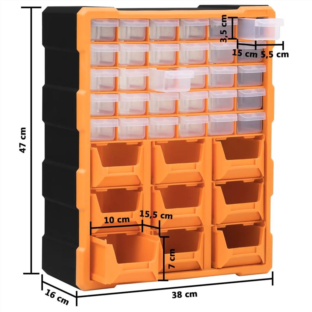 Organizador multicajones con 39 cajones 38x16x47 cm
