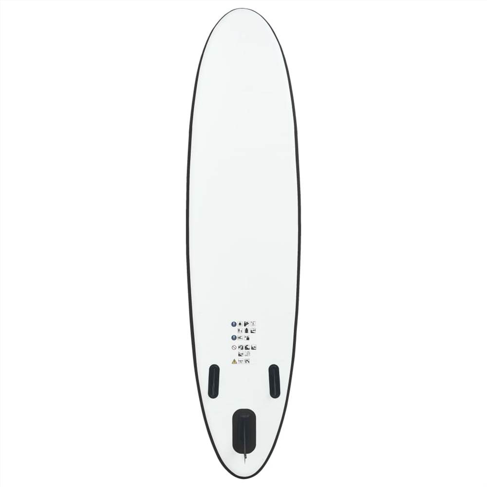 Juego de tabla de paddle surf inflable en blanco y negro