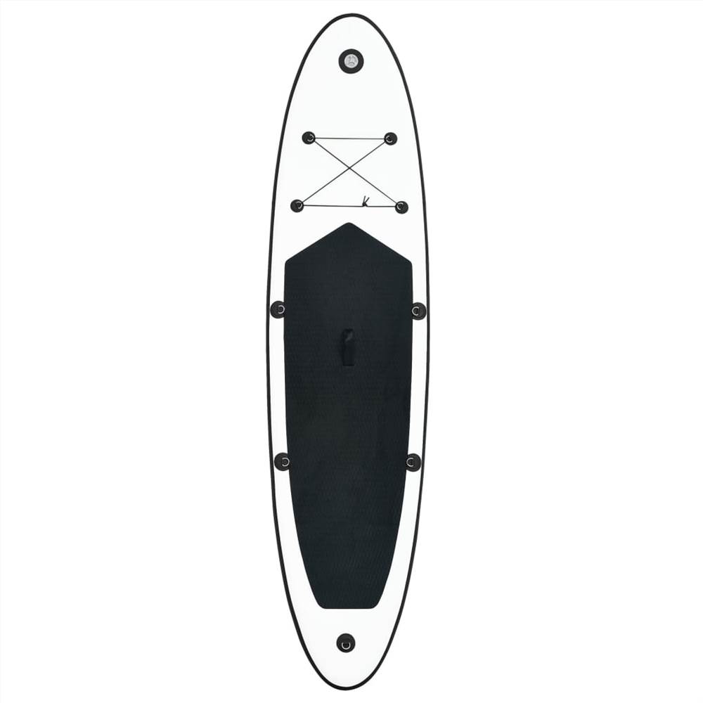 Zwart-witte opblaasbare stand-up paddleboard-set