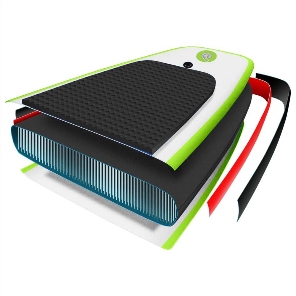Paddle board gonfiabile di alta qualità con accessori verdi e bianchi