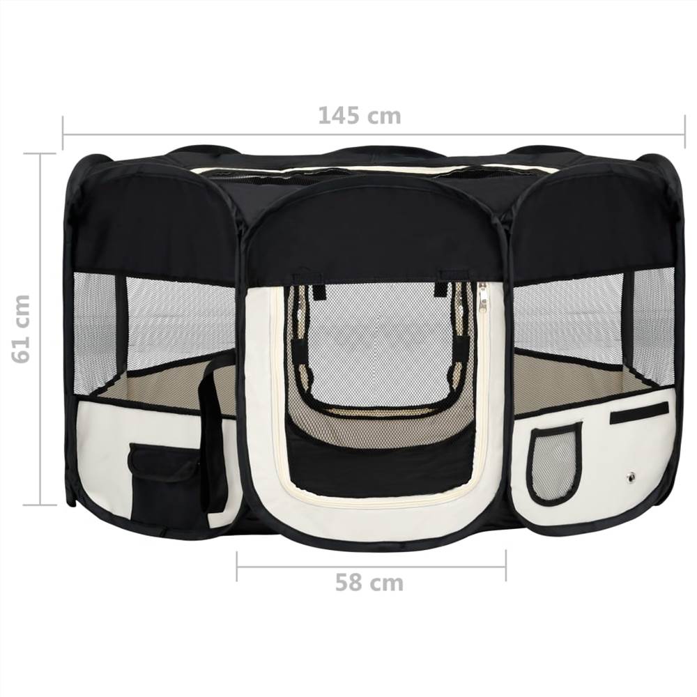 Box per cani pieghevole con borsa per il trasporto Nero 145x145x61 cm