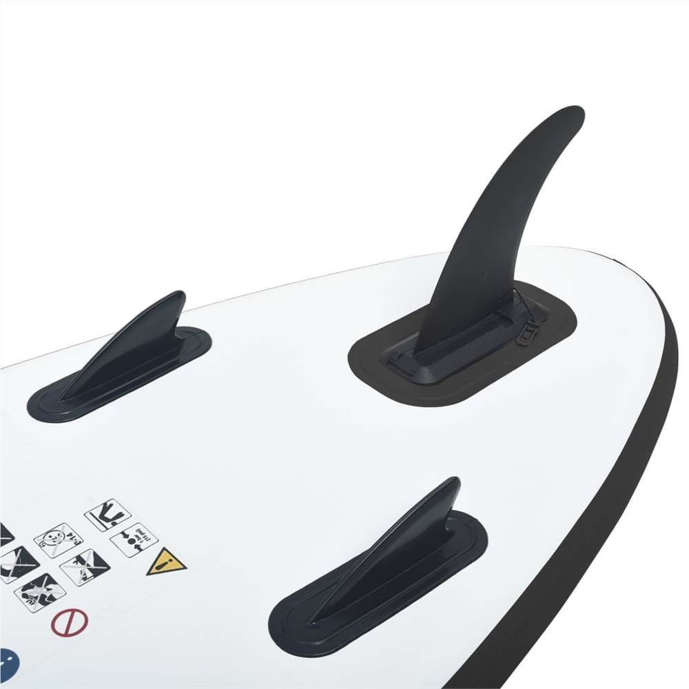 Zwart-witte opblaasbare stand-up paddleboardset