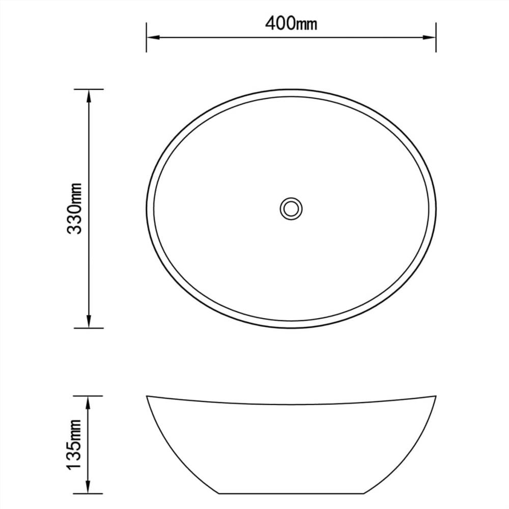 Lavatório luxuoso em formato oval fosco cinza escuro 40x33 cm cerâmica