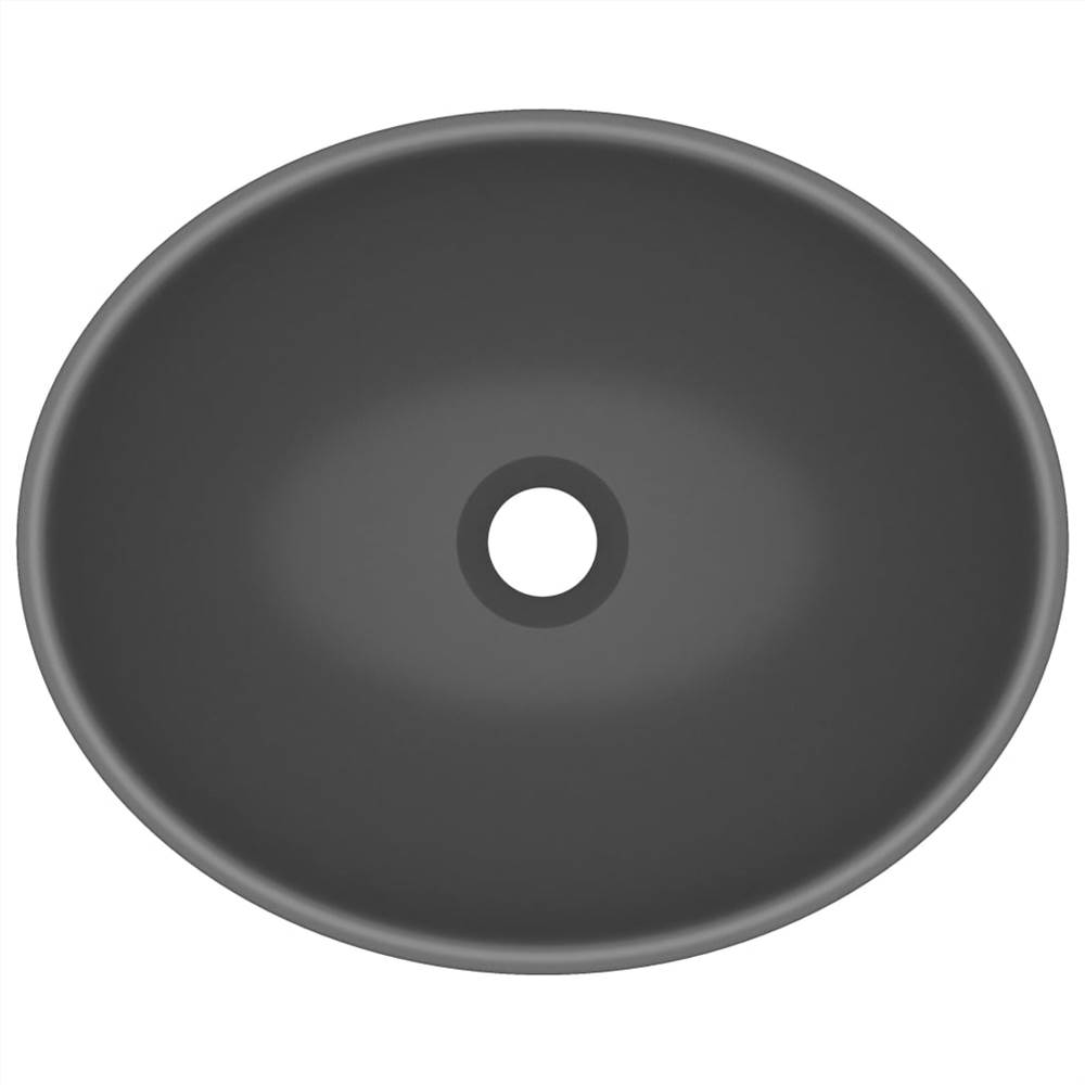 Lavatório luxuoso em formato oval fosco cinza escuro 40x33 cm cerâmica