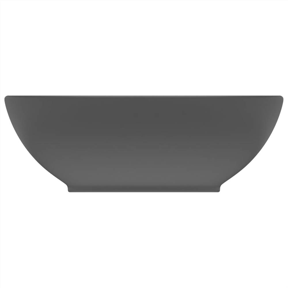 Luxusní oválné umyvadlo matné tmavě šedé 40x33 cm keramika