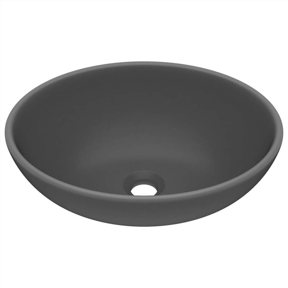 Lavabo di lusso di forma ovale in ceramica grigio scuro opaco 40x33 cm