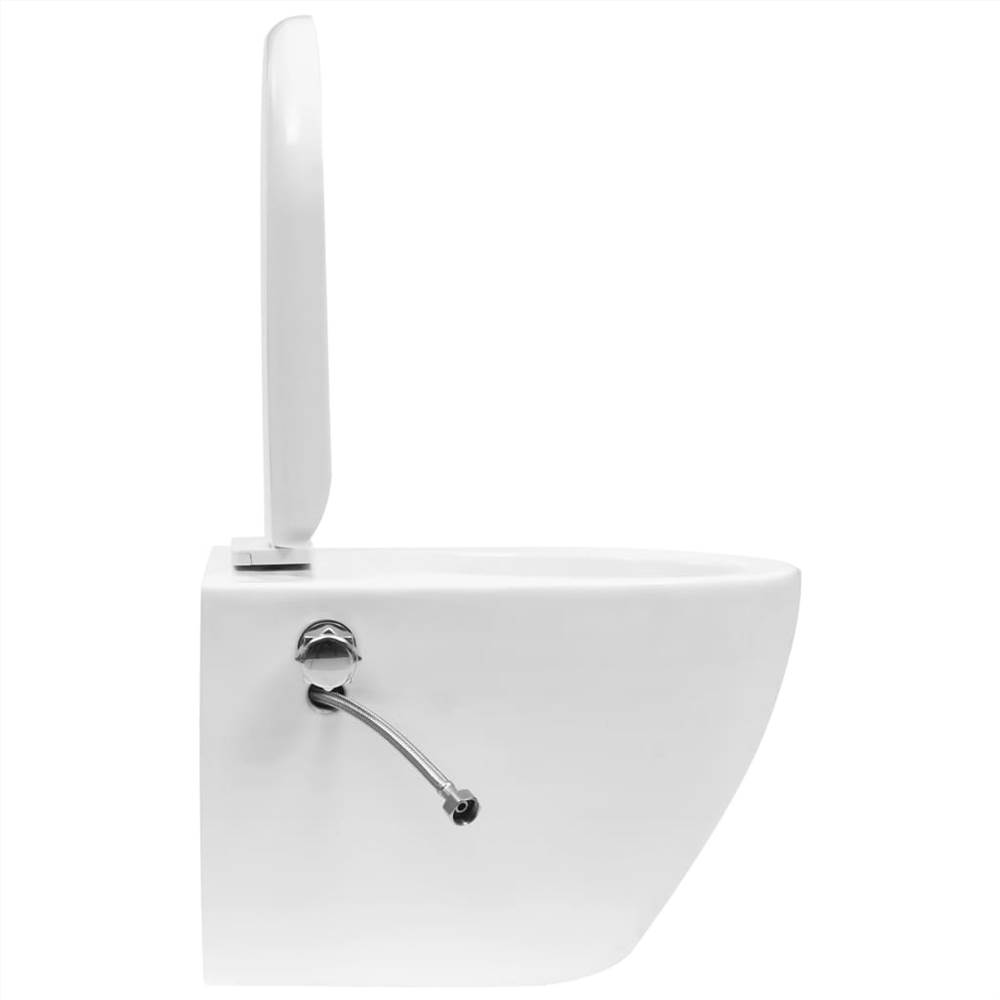 Toilette murale sans rebord avec fonction bidet Céramique Blanc