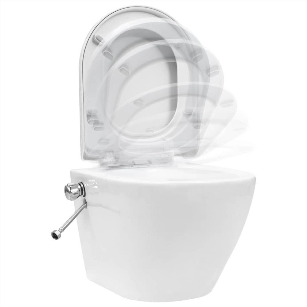 Toilette murale sans rebord avec fonction bidet Céramique Blanc