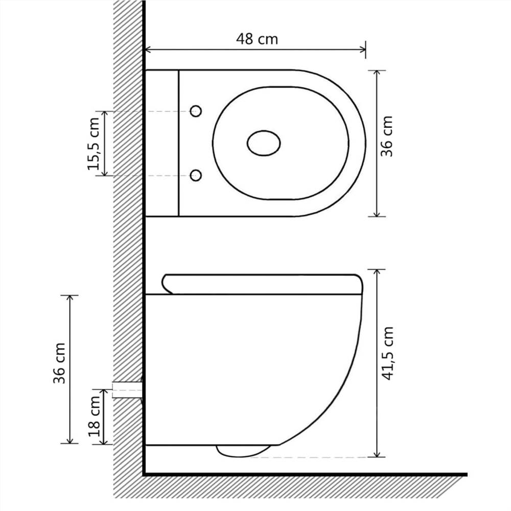 Toilette murale sans rebord avec fonction bidet Céramique Blanc