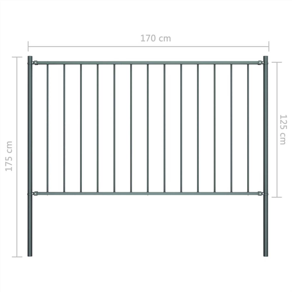 Panneau de clôture avec poteaux Acier peint par poudrage 1.7x1.25 m Anthracite