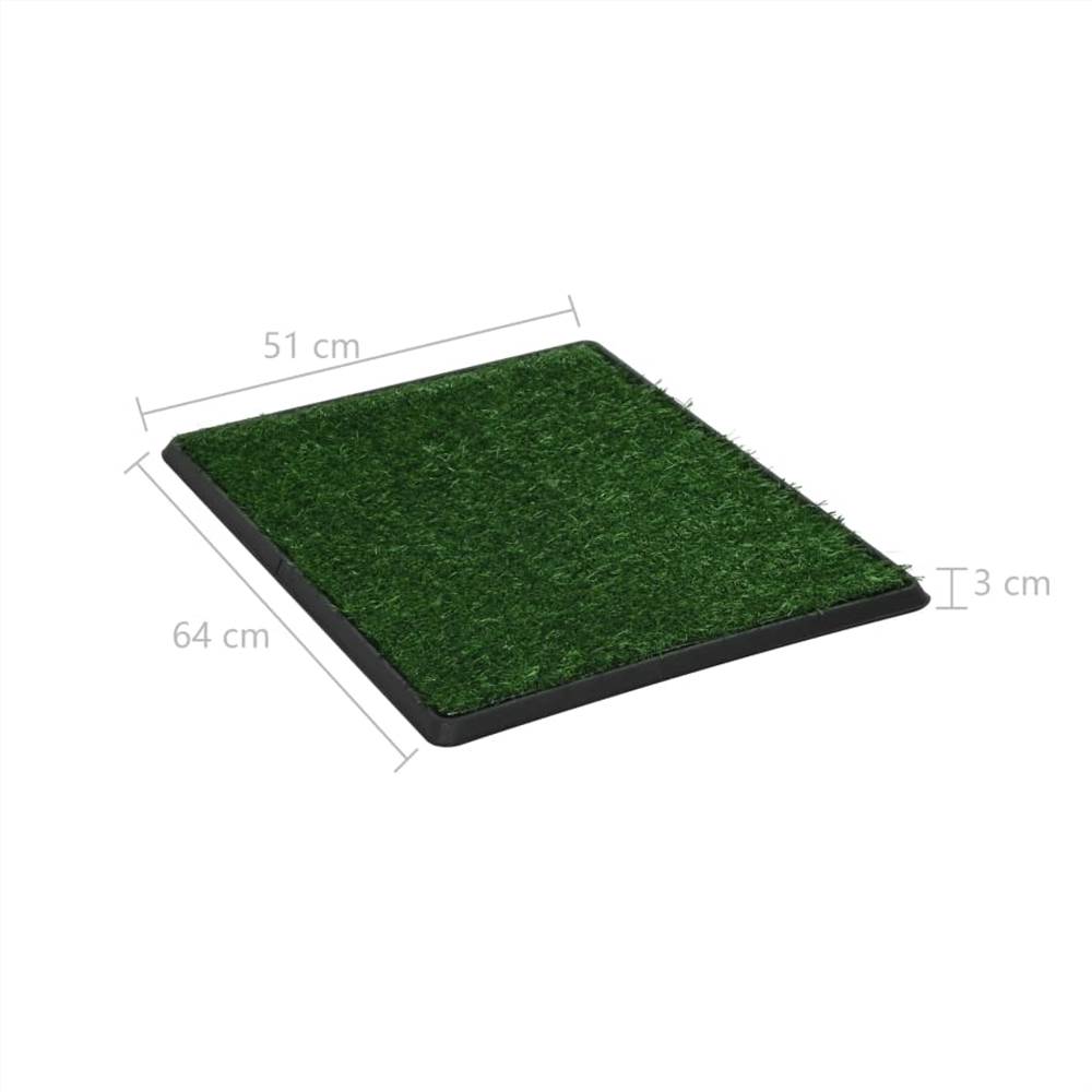 Dyretoilet med bakke og grønt falsk græs 64x51x3 cm WC
