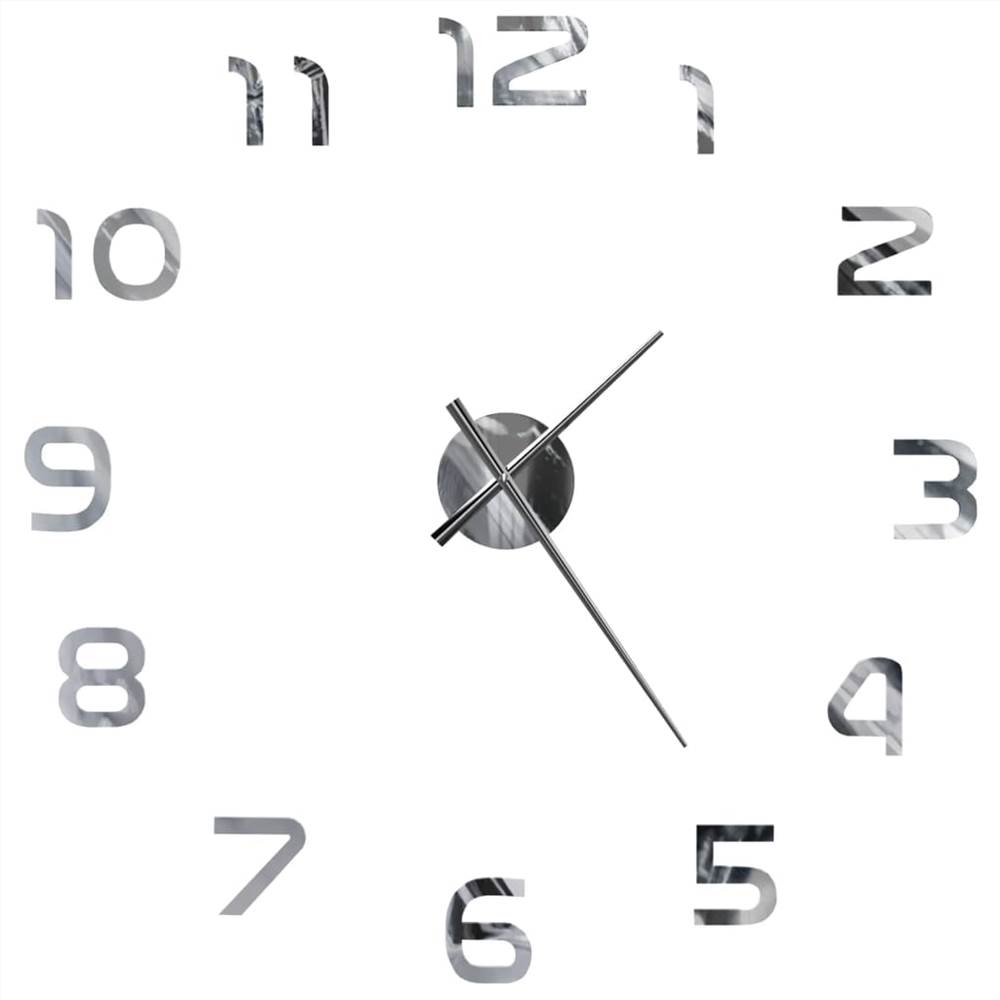 3D nástěnné hodiny moderní design 100 cm XXL stříbrné