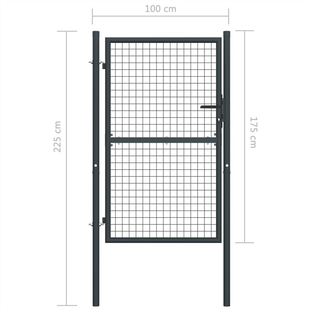 Galvaniseret stålnet havedør 100x225 cm Grå