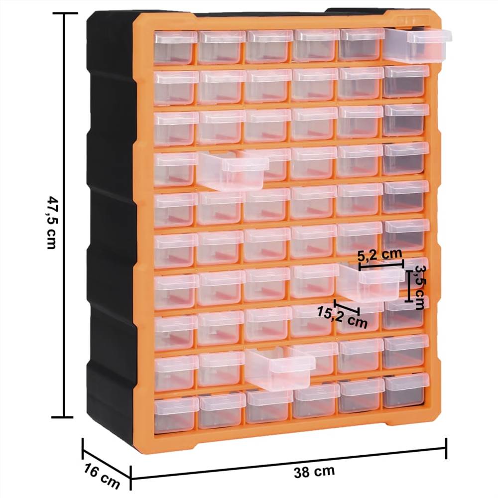 Vícezásuvkový organizér s 60 zásuvkami 38x16x47,5 cm