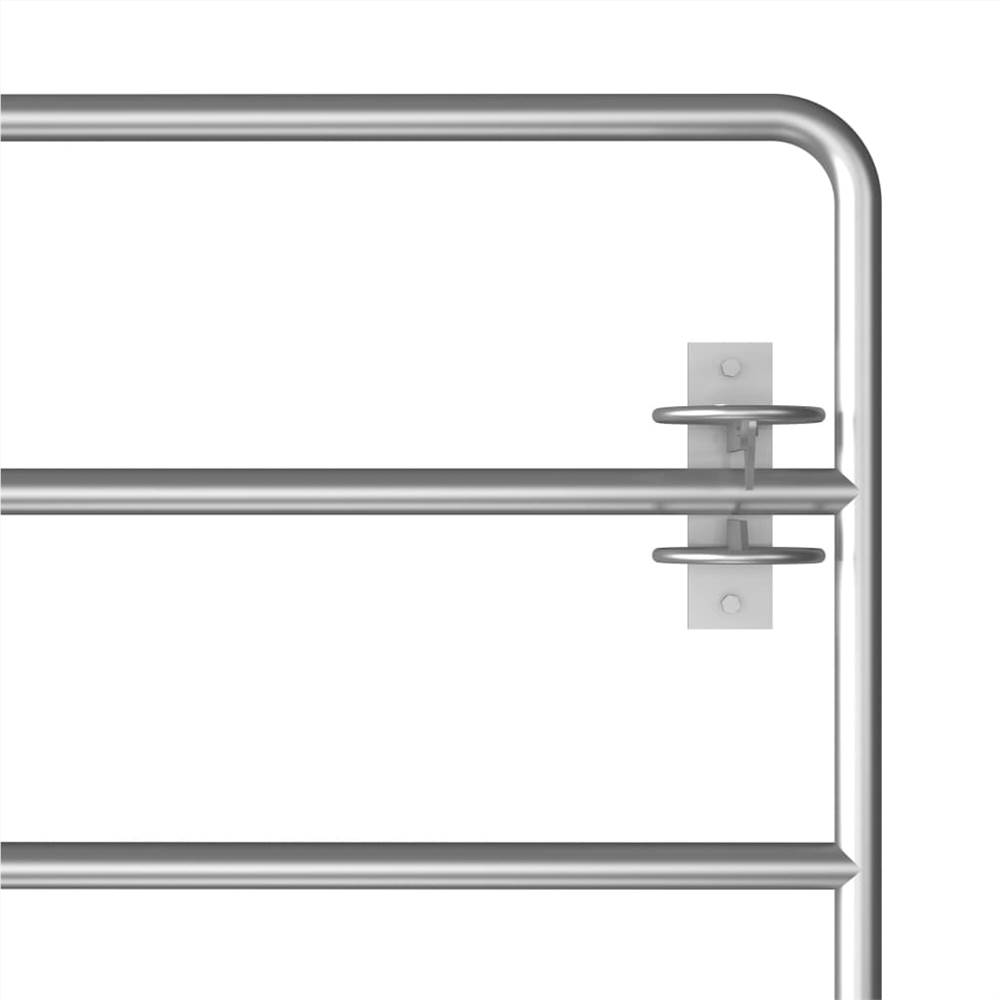 Portón de campo con 5 barrotes de acero (95-170) x90 cm plateado
